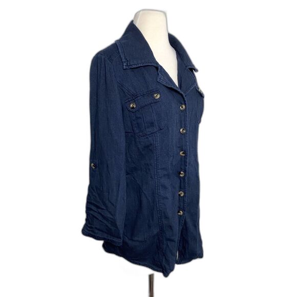Cabi Chambray Utility Jacket Button Down Cinched Roll Sleeve S (No drawstring) - Picture 6 of 8